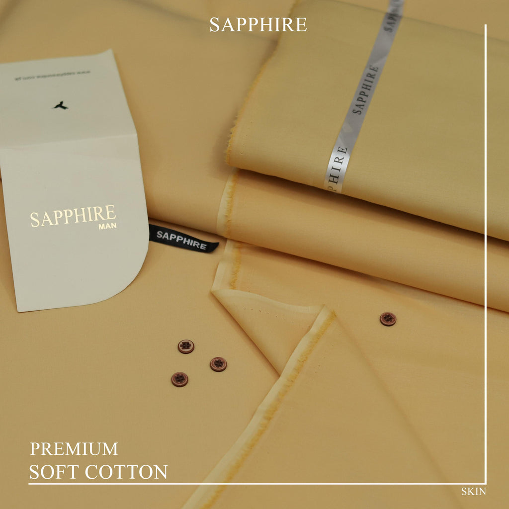 Sapphire Premium Soft Cotton Unstitched Suit – Dark Gray