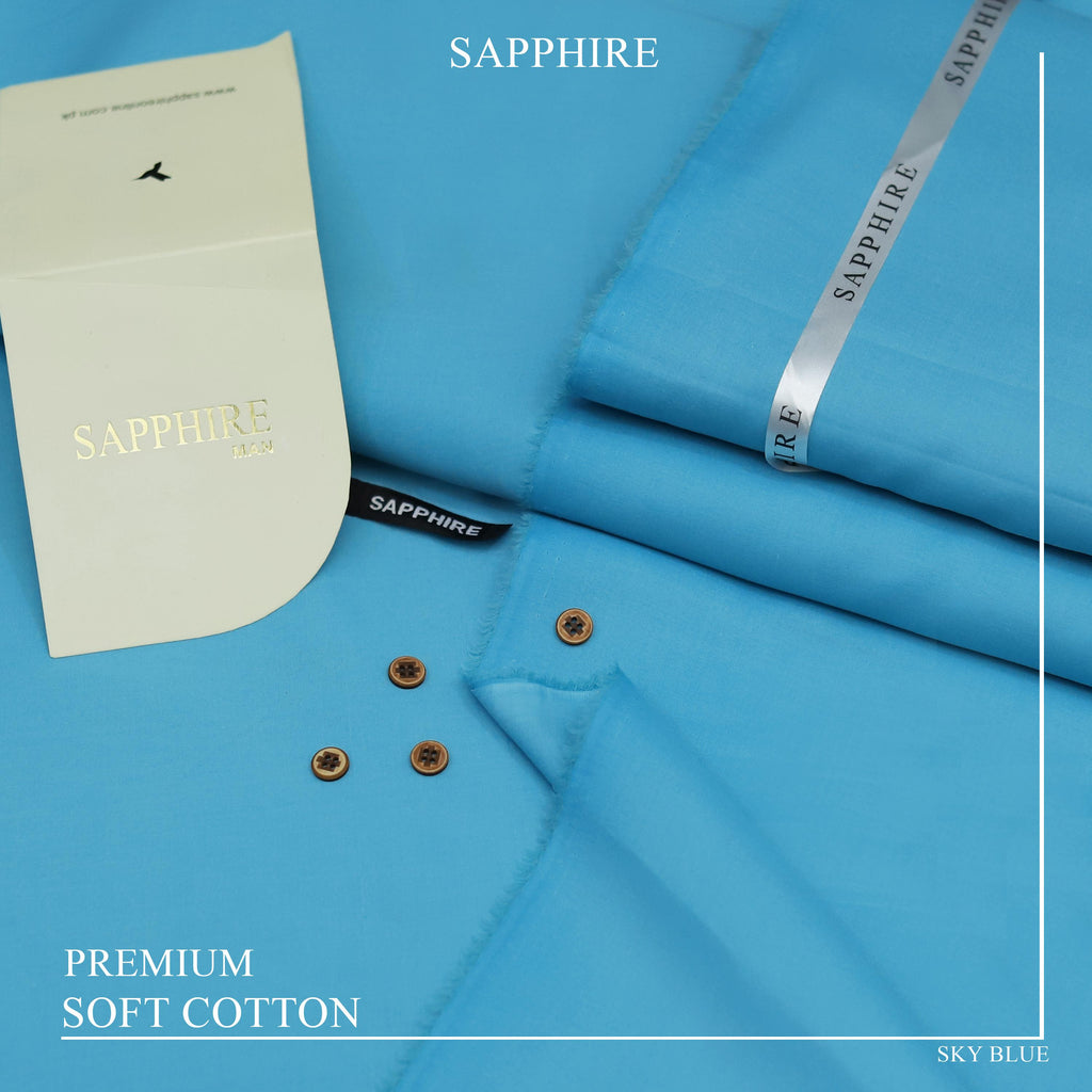 Sapphire Premium Soft Cotton Unstitched Suit – Dark Gray