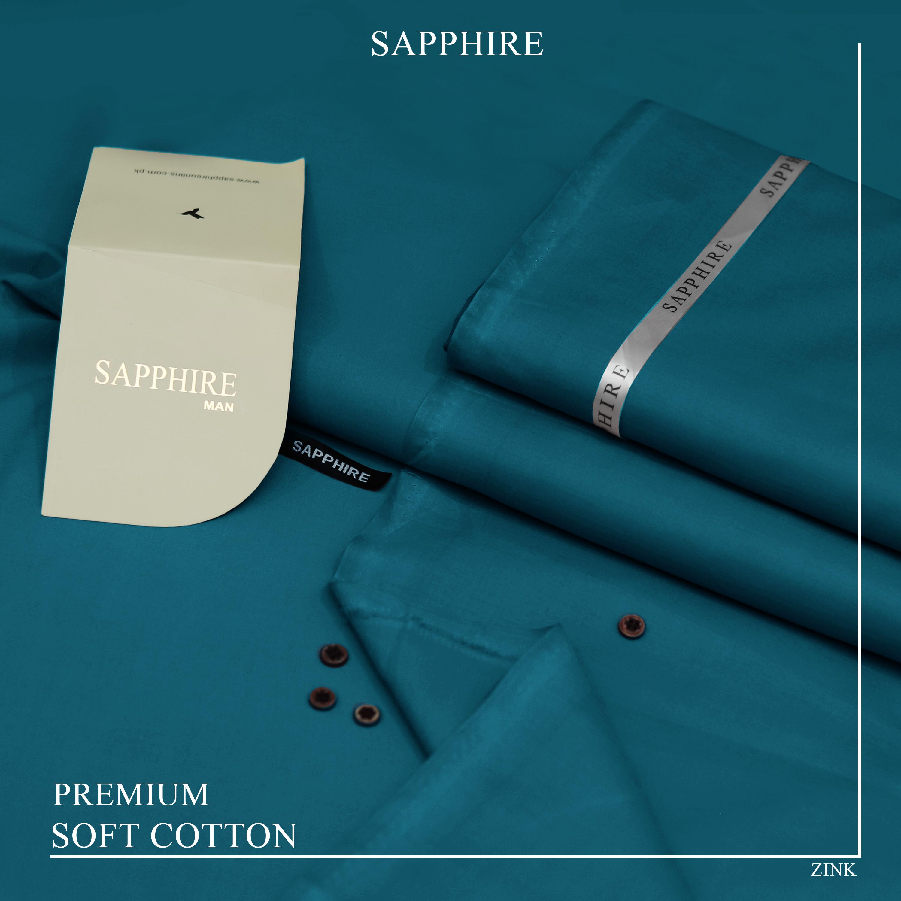 Sapphire Premium Soft Cotton Unstitched Suit – Dark Gray