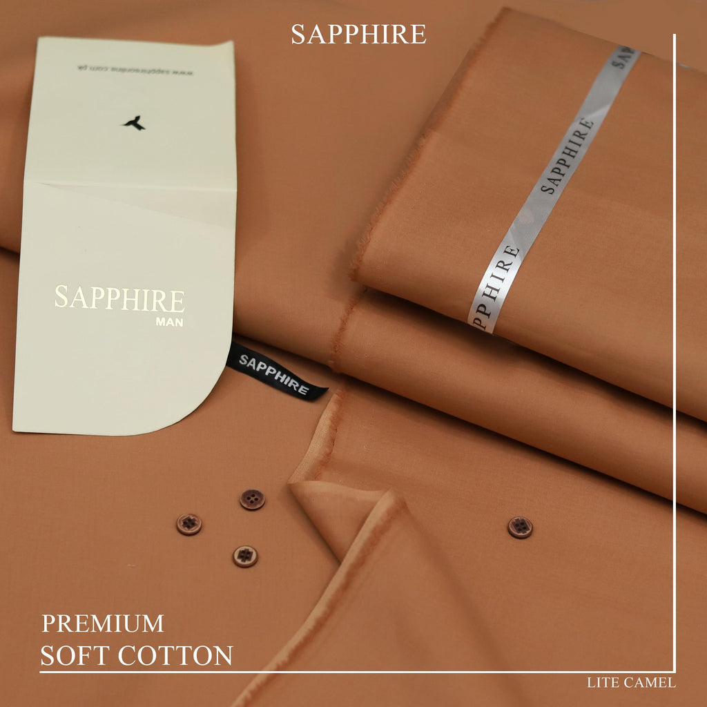 Sapphire Premium Soft Cotton Unstitched Suit – Dark Gray
