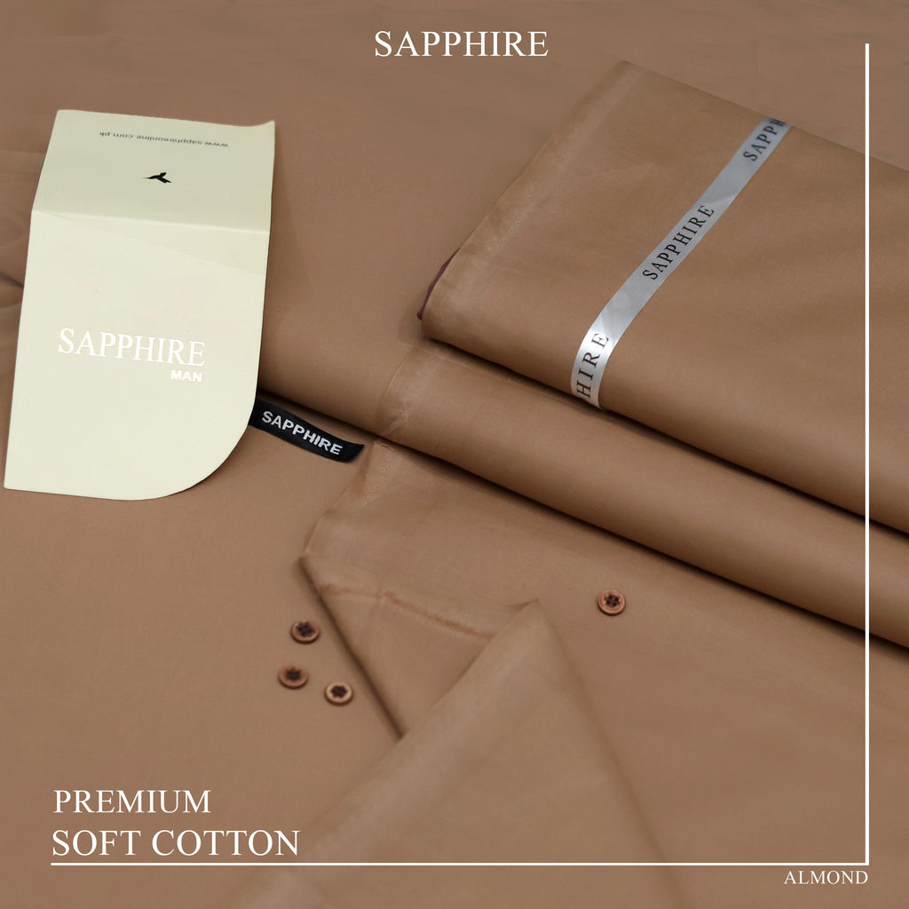 Sapphire Premium Soft Cotton Unstitched Suit – Dark Gray