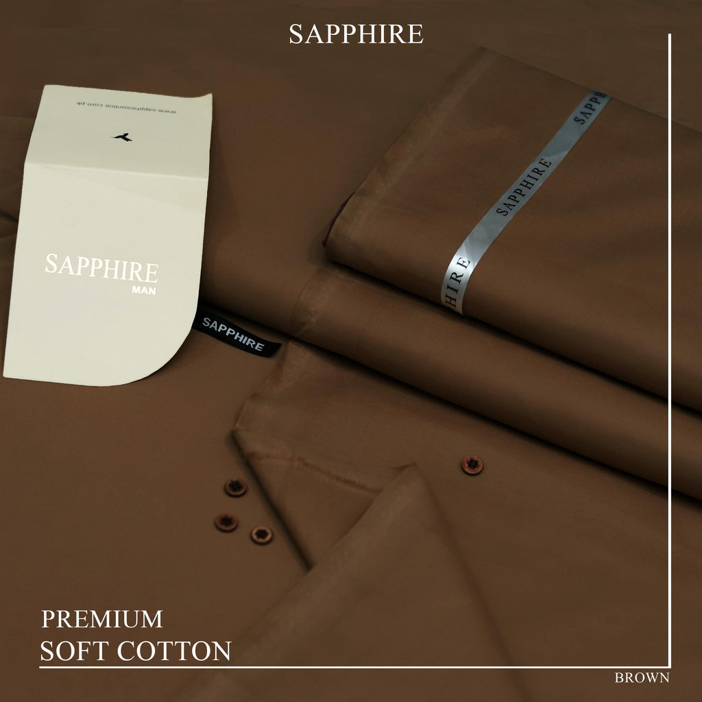 Sapphire Premium Soft Cotton Unstitched Suit – Dark Gray