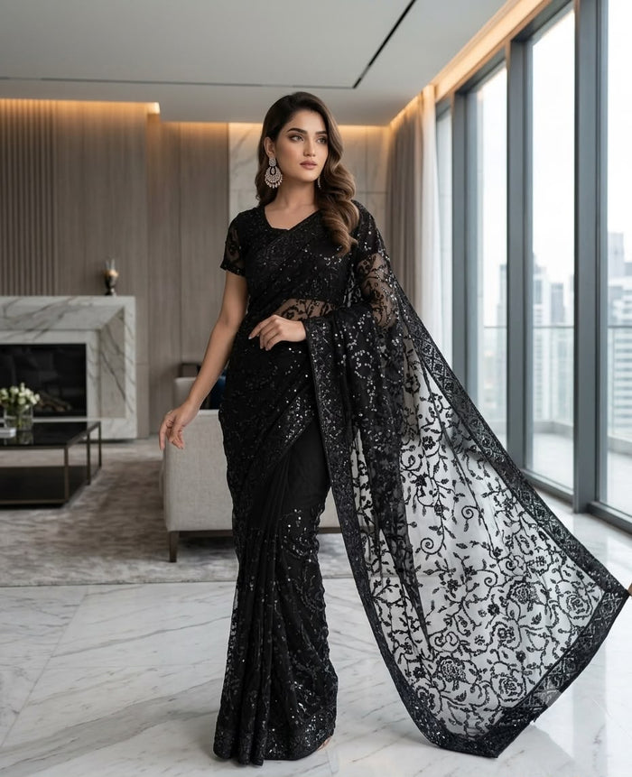 Premium Net Fabric sari