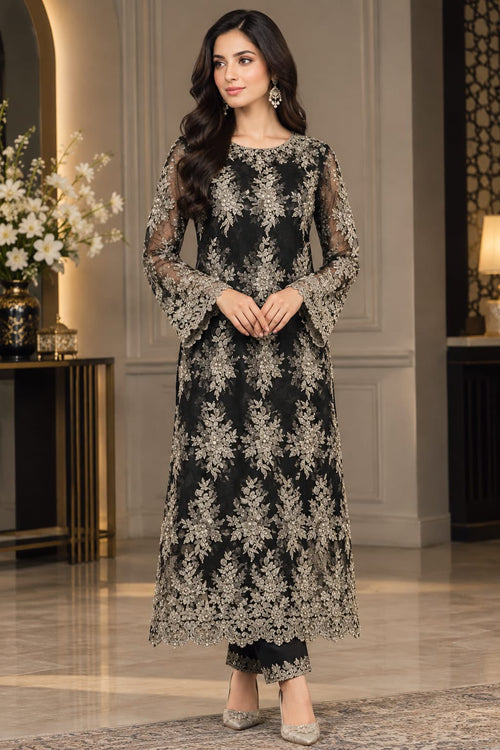 **Black Embroidered 2 Piece Suit