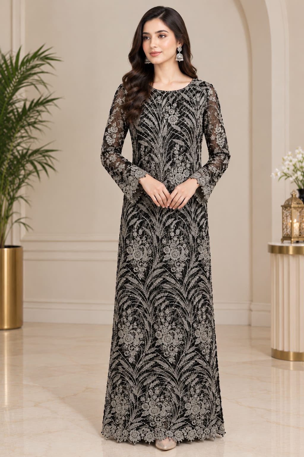 Black Embroidered 2 Piece Suit | Pakistani Party Wear