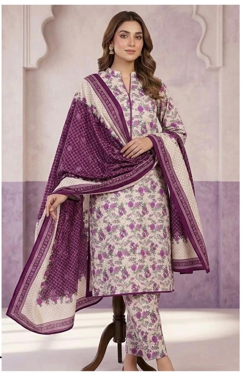 Bin Saeed Luxury Digital Print Airjet Khaddar Suit | Pakistani Winter Wear