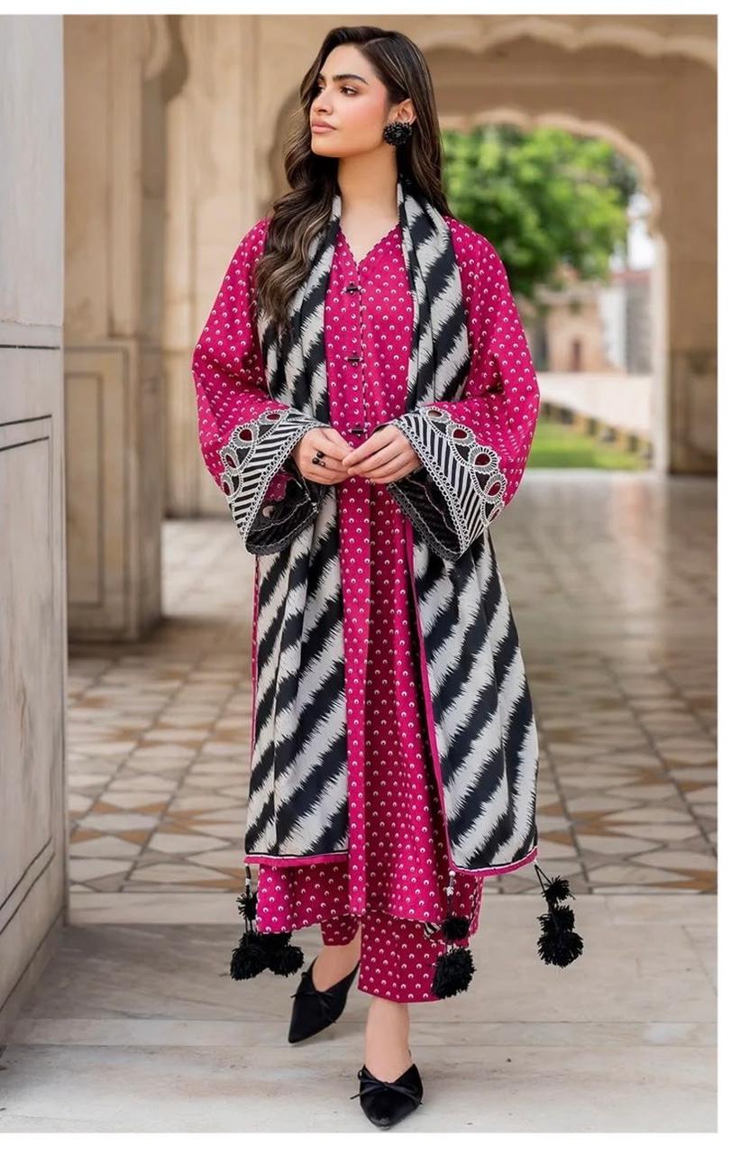 Bin Saeed Luxury Digital Print Airjet Khaddar Suit | Pakistani Winter Wear