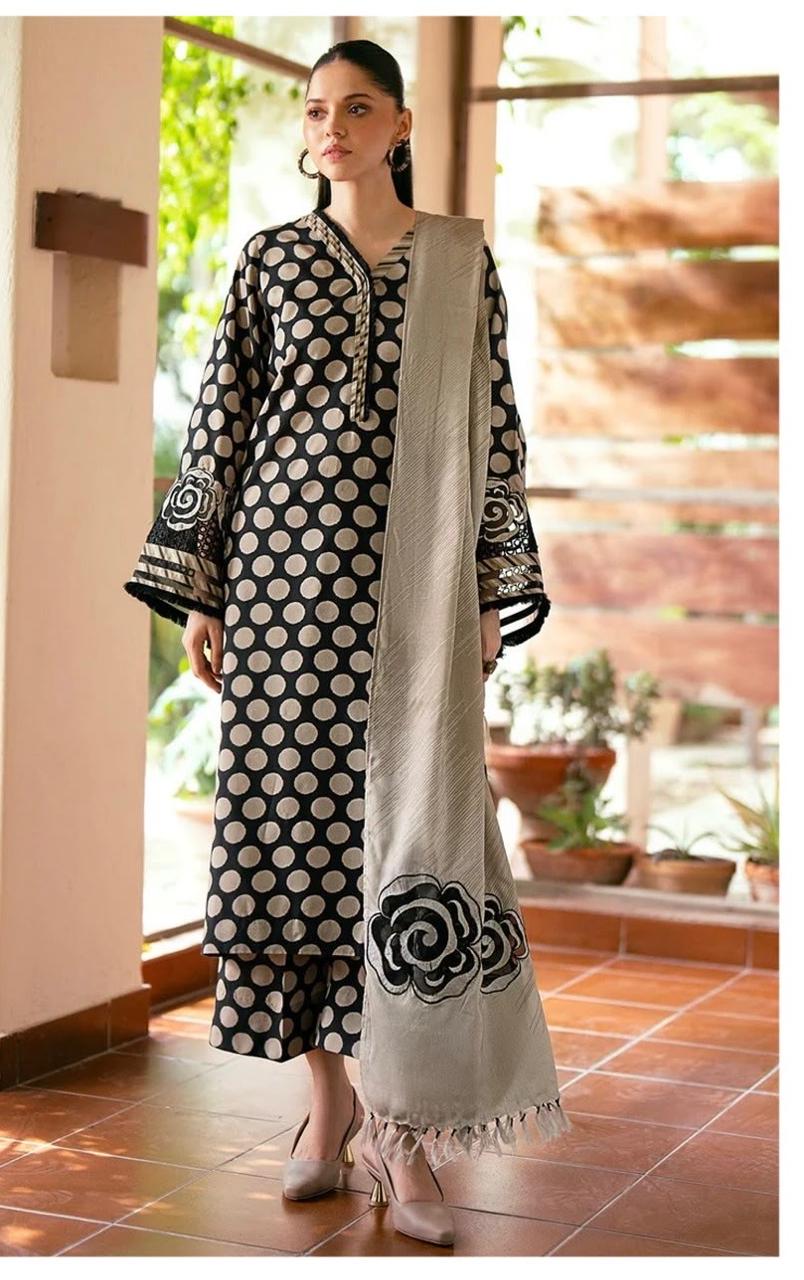 Bin Saeed Luxury Digital Print Airjet Khaddar Suit | Pakistani Winter Wear