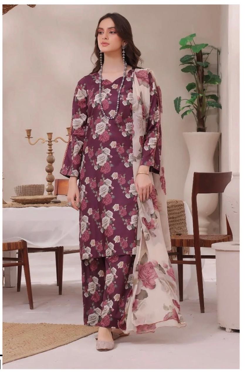 Bin Saeed Luxury Digital Print Airjet Khaddar Suit | Pakistani Winter Wear
