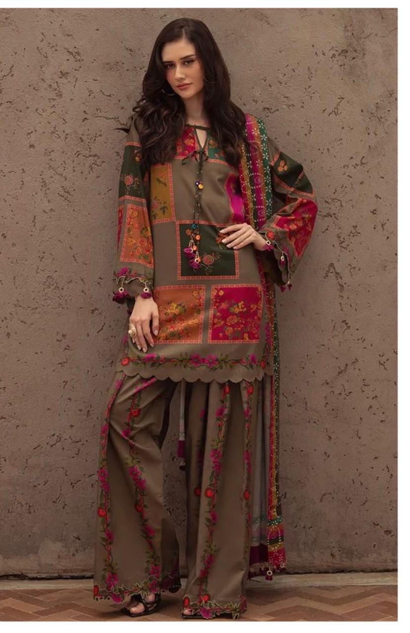 Bin Saeed Luxury Digital Print Airjet Khaddar Suit | Pakistani Winter Wear